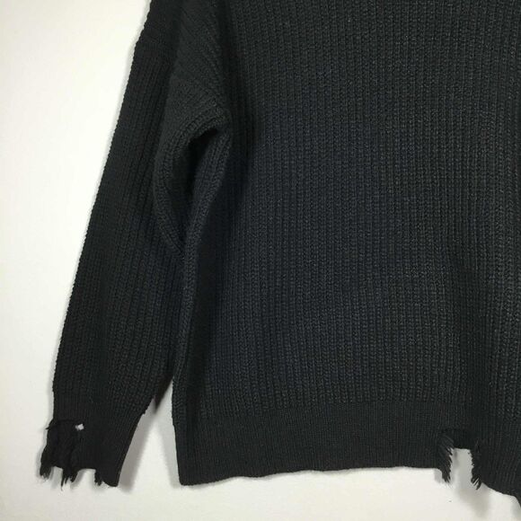 Pink Diamond Black Oversized Distressed Sleeve Grunge Goth Sweater S Autumn - Picture 3 of 7